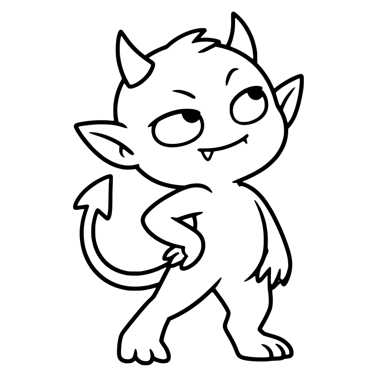 Eye Rolling Demon with Hand on Hip and Tuft of Hair — free fantasy-creature SVG cut file