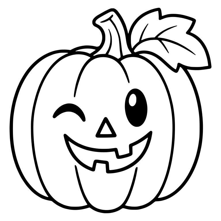 Winking Jack-O'-Lantern With Large Leaf — free holiday SVG cut file