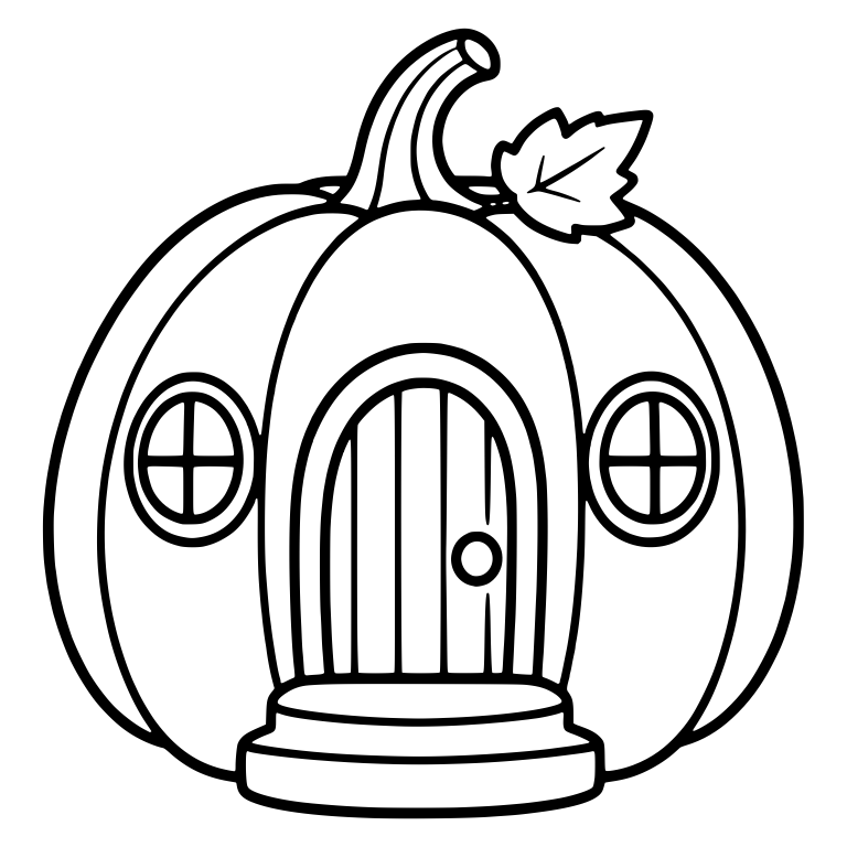 Pumpkin House With Round Windows and Stone Steps — free objects SVG cut file