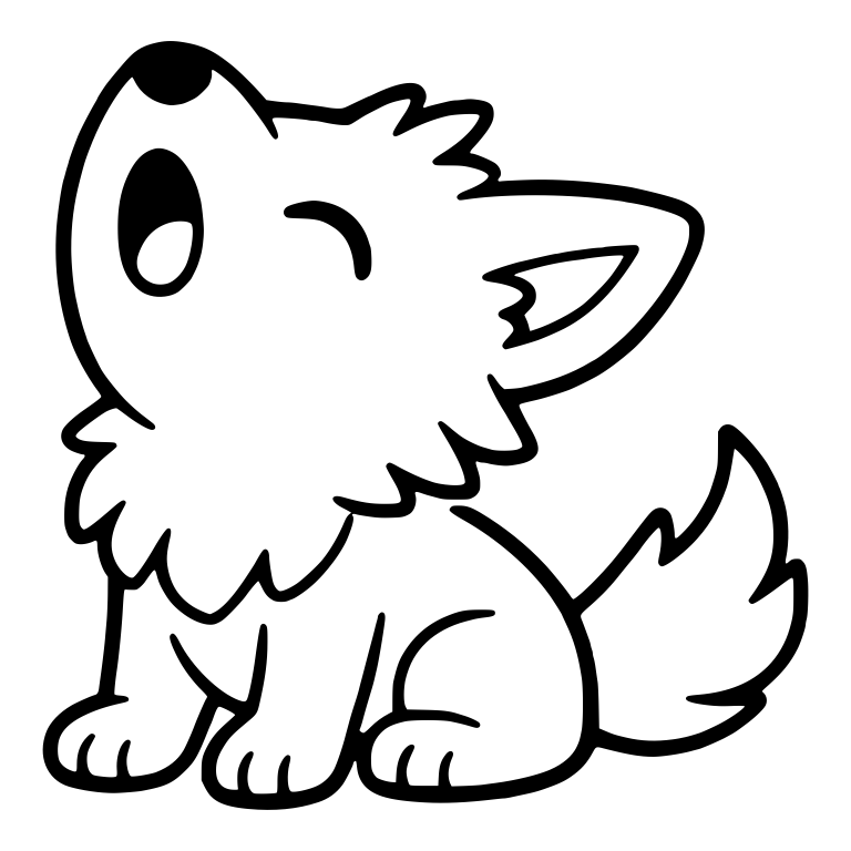 Baby Wolf Howling Upward With Fluffy Neck Ruff — free animal SVG cut file