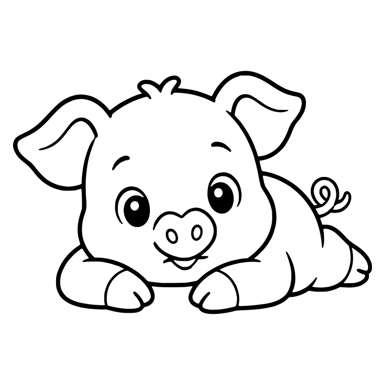 Lying Piglet with Heart-Shaped Nose and Paws Forward — free animal SVG cut file