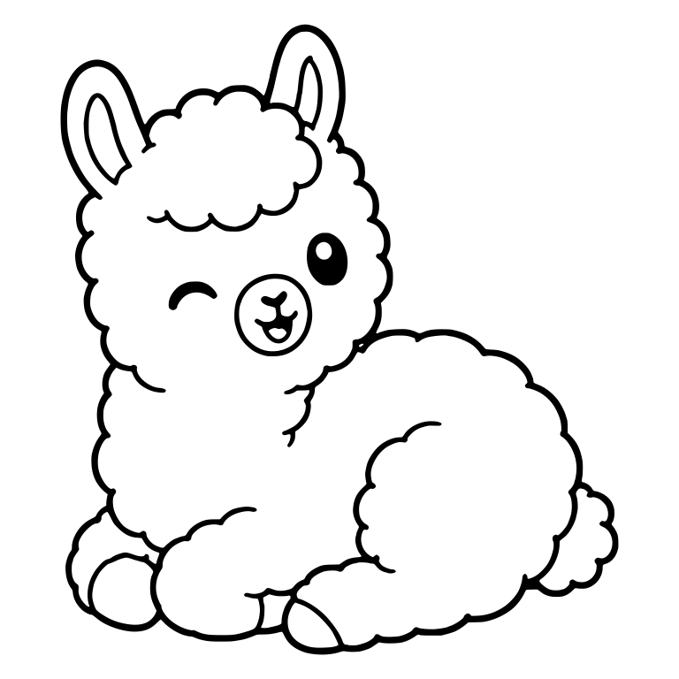 Winking Llama Lying Down With Open Smile — free animal SVG cut file