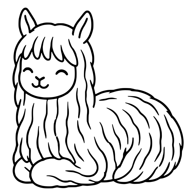 Content Suri Alpaca Cria Resting With Closed Eyes — free animal SVG cut file