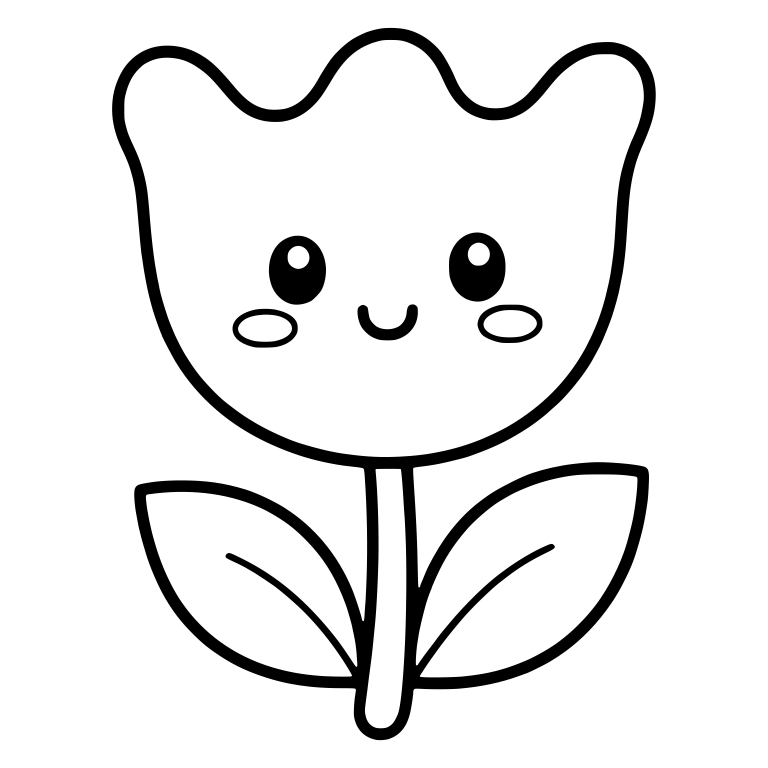 Smiling Tulip With Wavy Top and Rosy Cheeks — free floral SVG cut file
