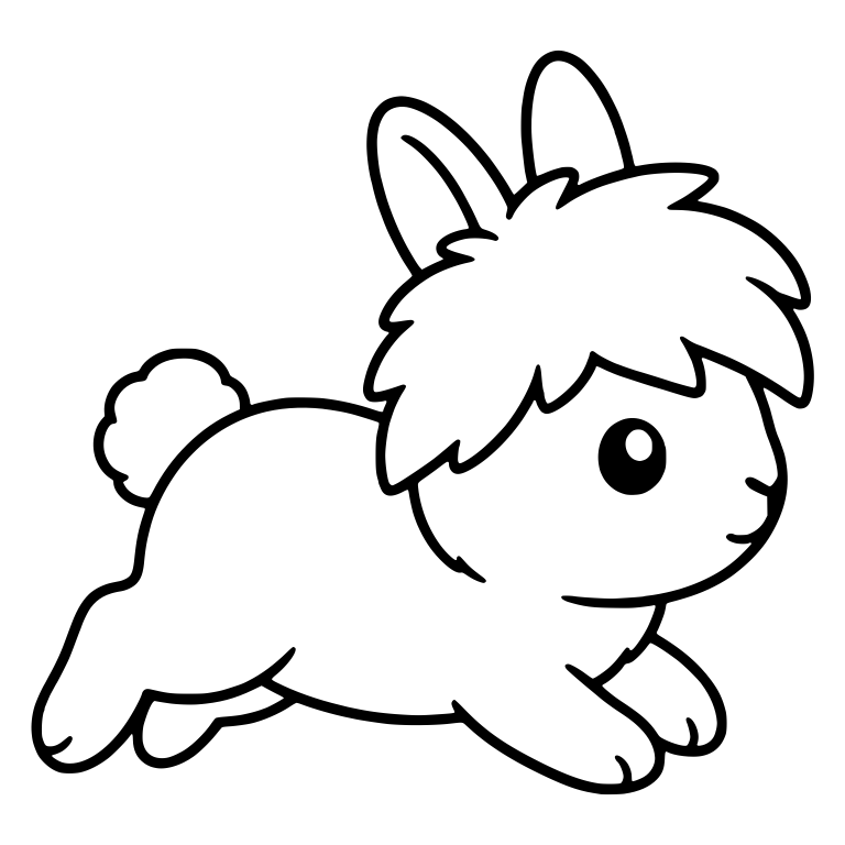 Leaping Kawaii Bunny With Shaggy Fringe — free animal SVG cut file