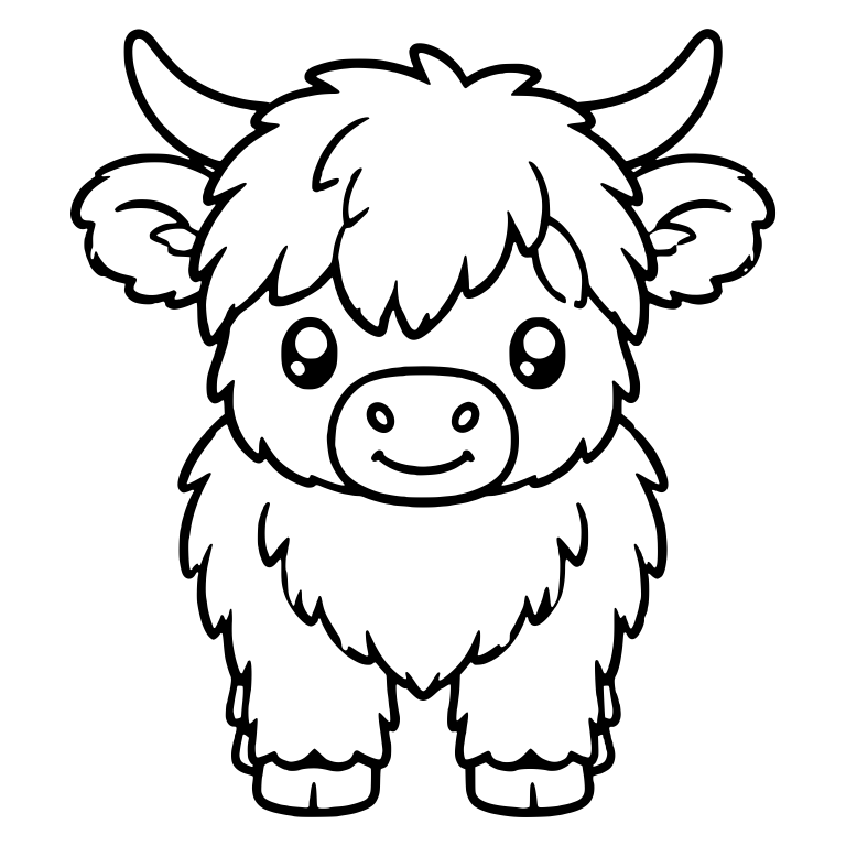 Front-Facing Highland Calf with Big Sparkly Eyes — free animal SVG cut file