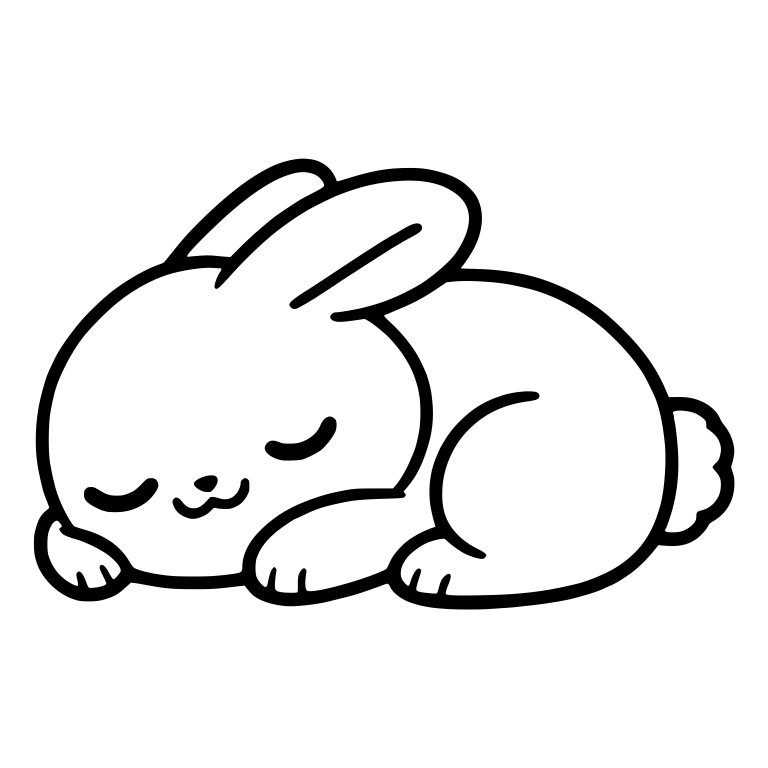 Sleeping Bunny Lying Down With Tall Ear And Fluffy Tail — free animal SVG cut file