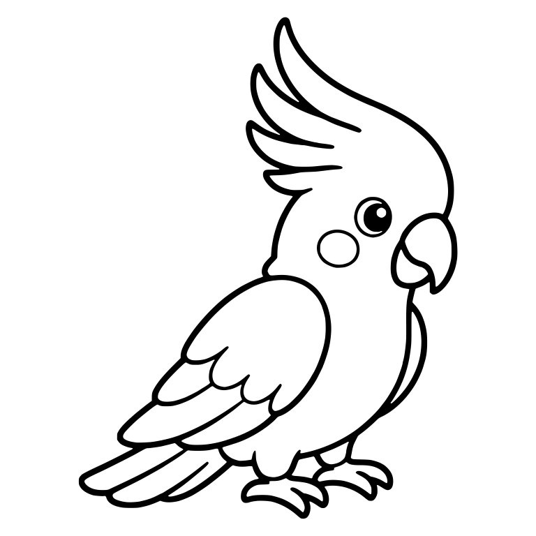 Standing Cockatoo With Cheek Circle and Tall Crest — free animal SVG cut file