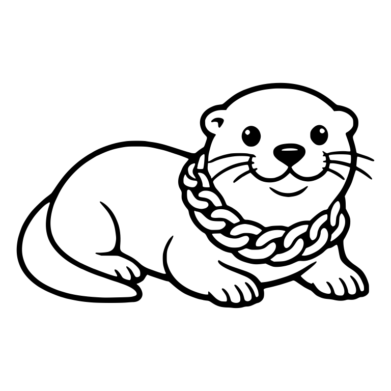 Lying Otter with Chunky Chain Necklace — free animal SVG cut file