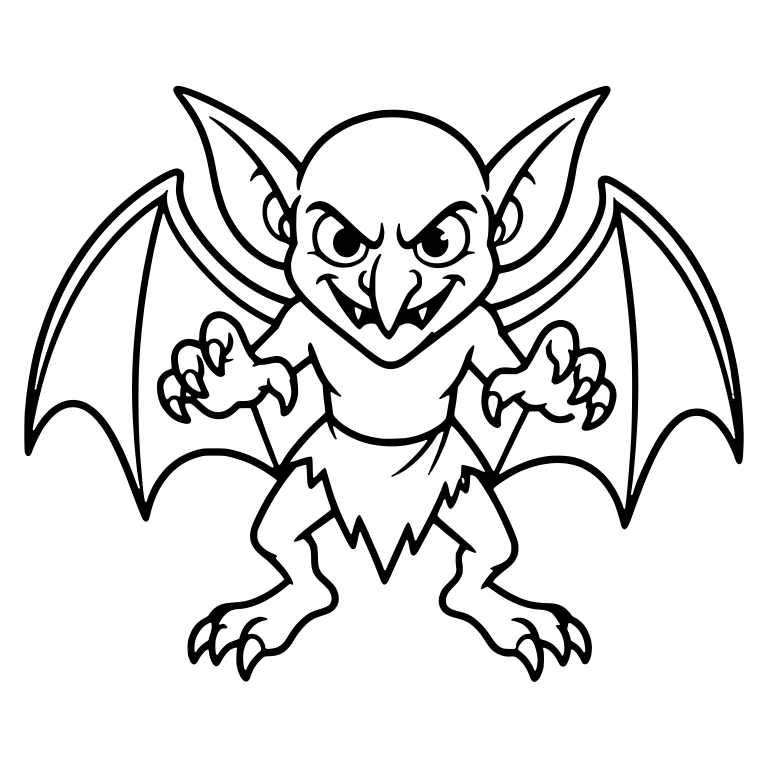 Bat Winged Goblin With Claws Raised and Fangs Bared — free fantasy-creature SVG cut file