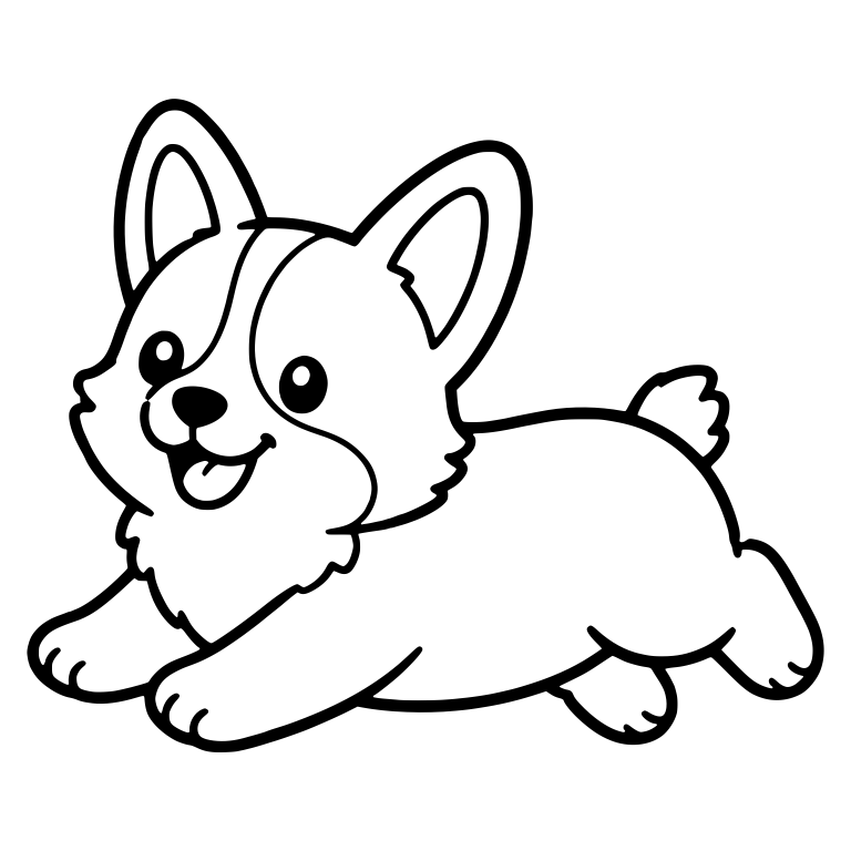 Leaping Corgi Pup With Short Tail, Side View — free animal SVG cut file