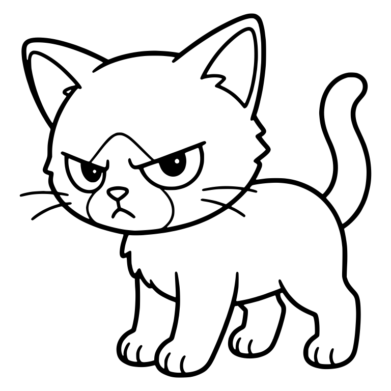 Scowling Kitten Walking With Tail Raised — free animal SVG cut file