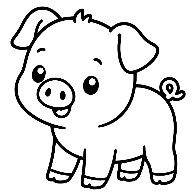 Standing Piglet With Floppy Ears And Curly Tail — free animal SVG cut file