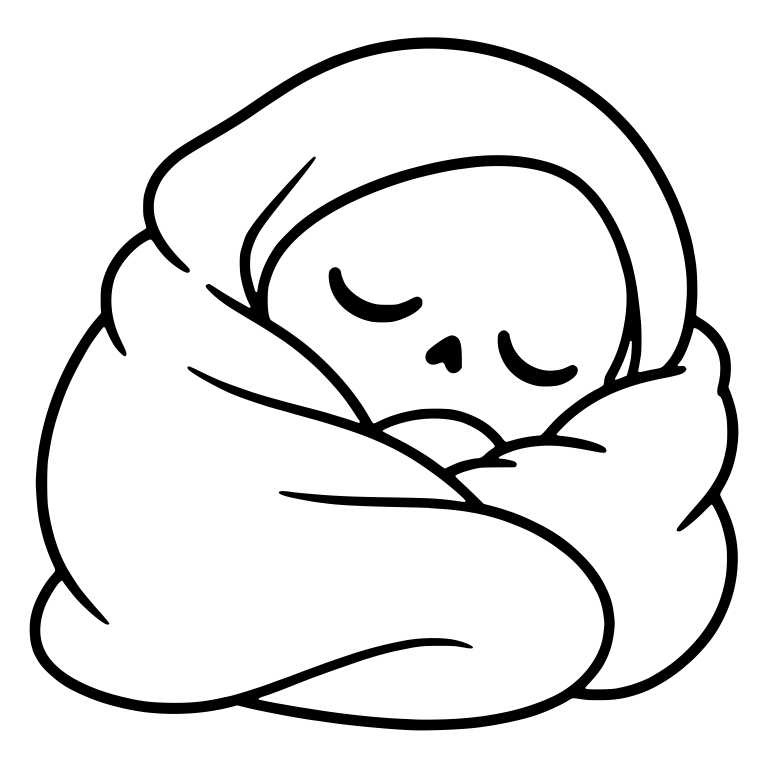 Sleepy Grim Reaper Curled Up in a Blanket — free characters SVG cut file