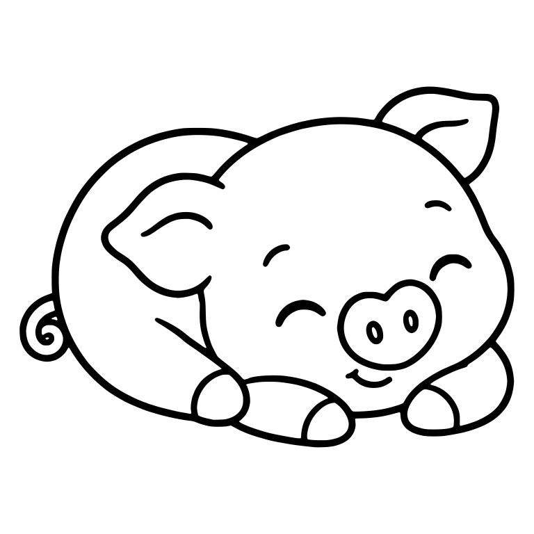 Curled Up Piglet With Happy Closed Eyes — free animal SVG cut file