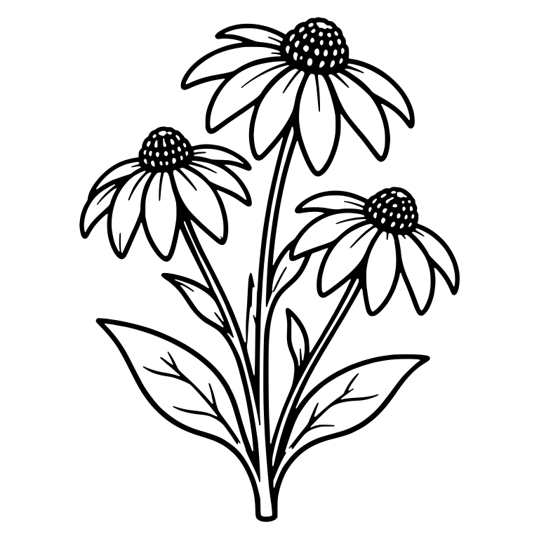 Black Eyed Susan Trio With Dotted Centers — free floral SVG cut file
