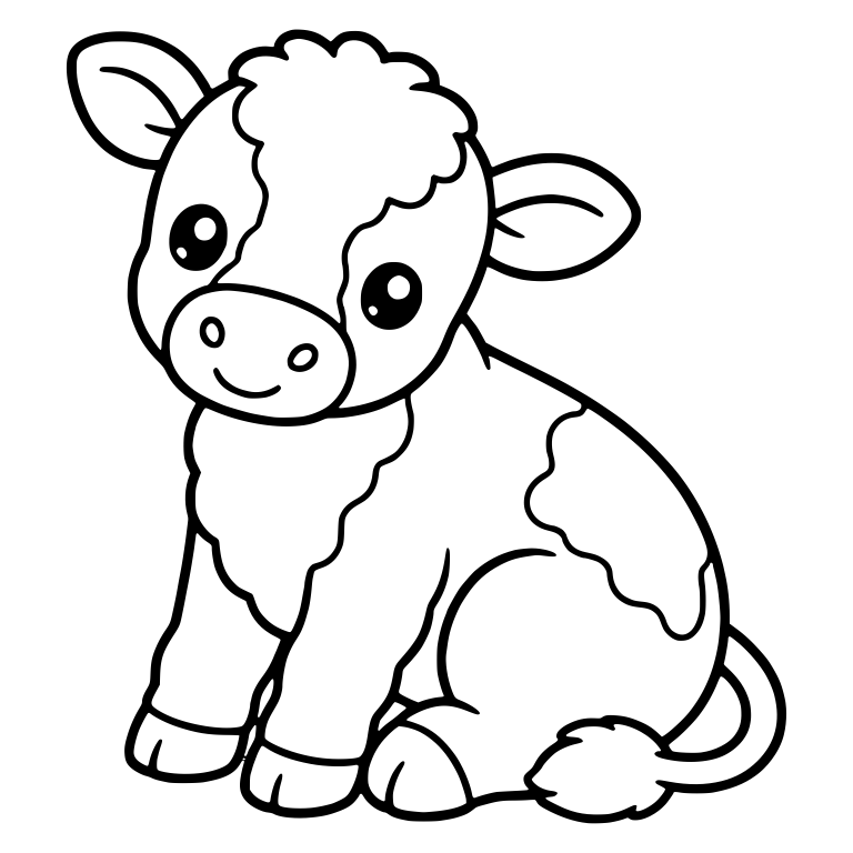Sitting Calf With Tilted Head and Fluffy Chest — free animal SVG cut file