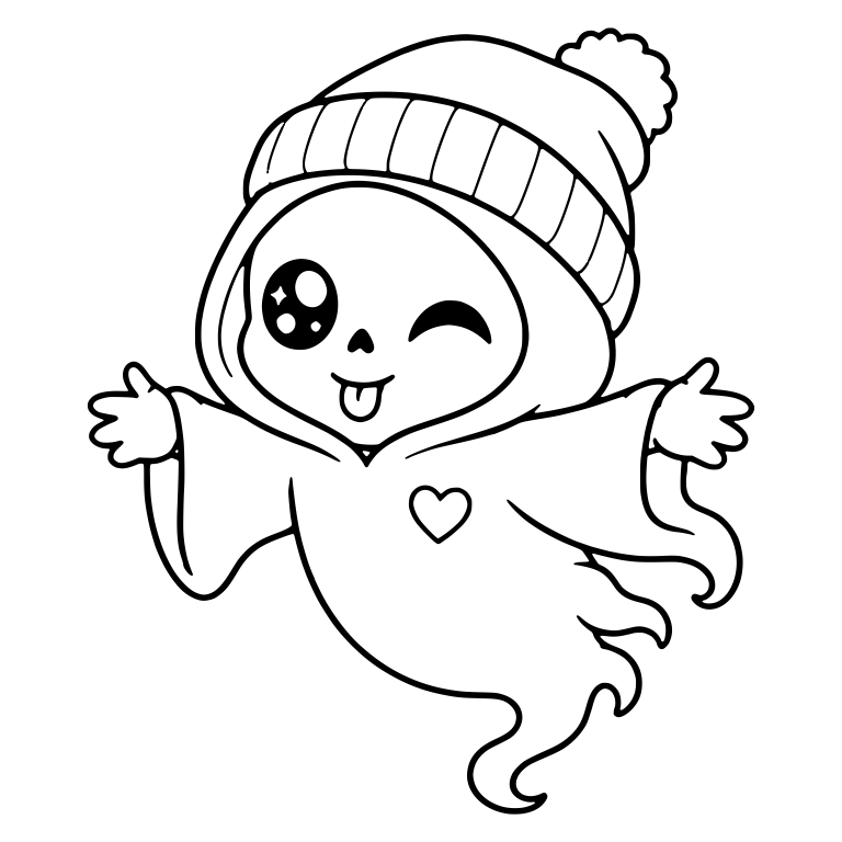 Winking Floating Beanie Reaper With Heart On Robe — free characters SVG cut file