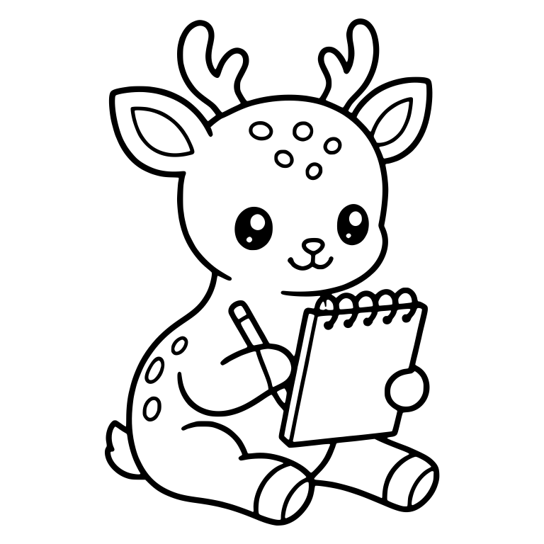 Spotted Fawn Sketching on a Spiral Notepad — free animal SVG cut file