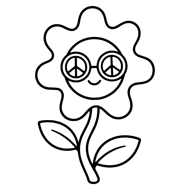 Wavy Flower With Peace Sign Glasses — free floral SVG cut file