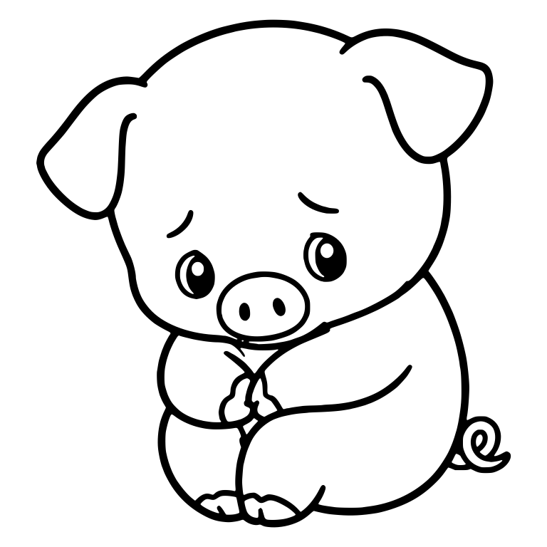 Shy Piglet Sitting with Hooves Clasped to Chest — free animal SVG cut file