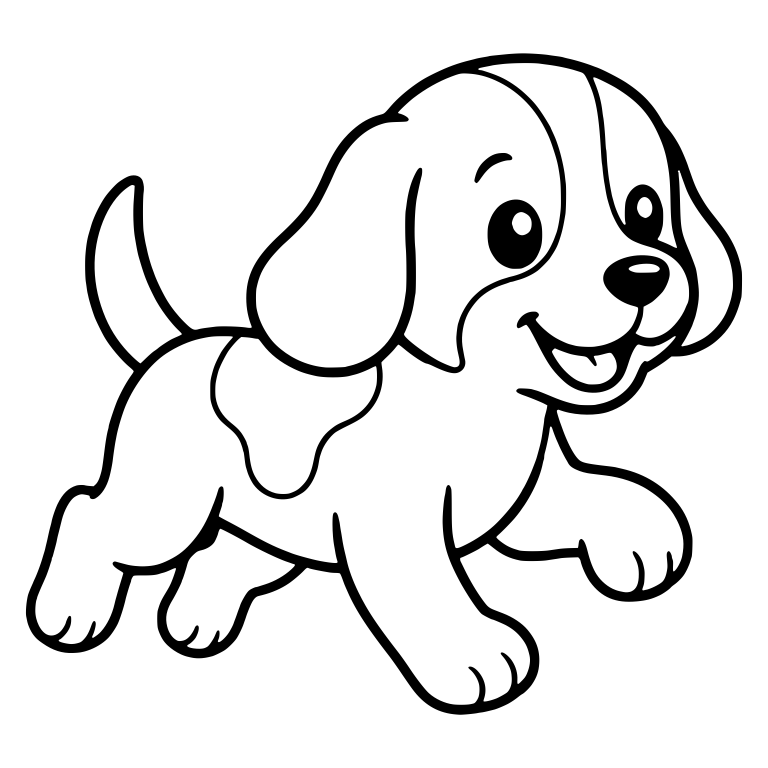 Trotting Beagle Puppy With Open Smile And Raised Paw — free animal SVG cut file