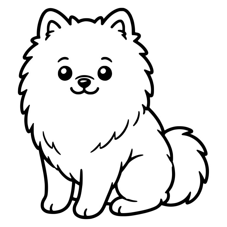 Pomeranian Sitting Side View with Closed Smile — free animal SVG cut file