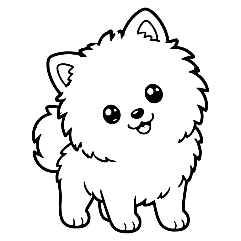 Pomeranian Puppy Standing with Head Tilted Right — free animal SVG cut file