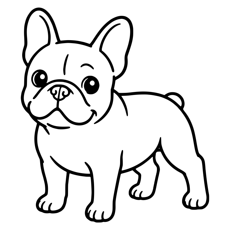 Adult French Bulldog Standing with Closed Smile — free animal SVG cut file