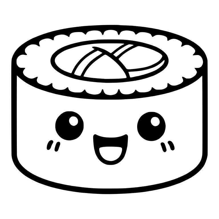 Kawaii Maki Roll With Crossed Fillings in Rice Ring — free food SVG cut file