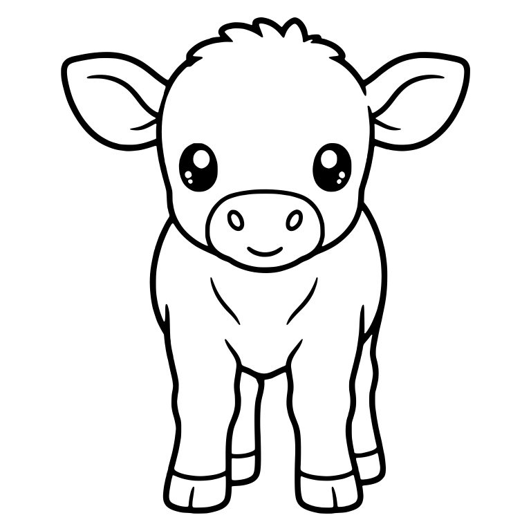 Standing Calf With Big Ears And Sparkly Eyes — free animal SVG cut file