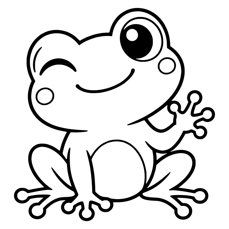 Winking Chibi Frog Waving Hello With One Hand — free animal SVG cut file