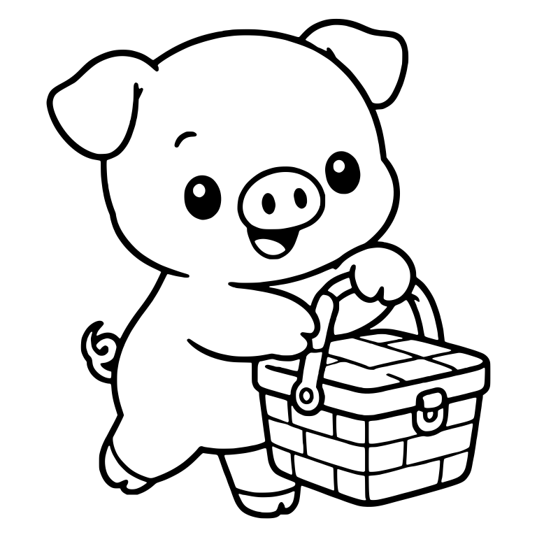 Piglet Carrying A Picnic Basket — free animal SVG cut file