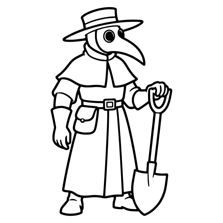 Plague Doctor Leaning On A Shovel — free characters SVG cut file