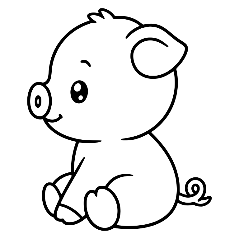 Baby Pig Sitting in Side Profile Facing Left — free animal SVG cut file