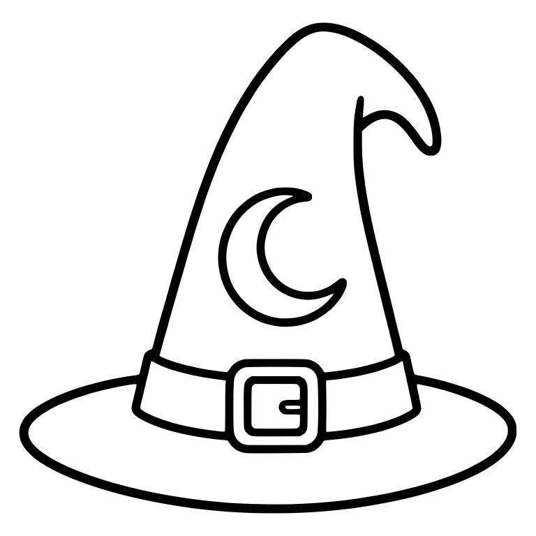 Witch Hat with Crescent Moon and Square Buckle — free objects SVG cut file