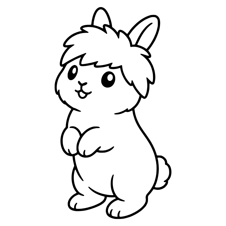 Standing Bunny With Shaggy Fringe and Open Smile — free animal SVG cut file