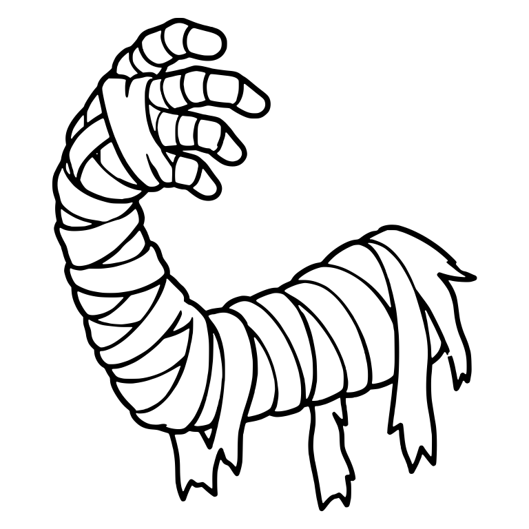 Curled Mummy Arm With Hooked Fingers and Hanging Strips — free fantasy-creature SVG cut file