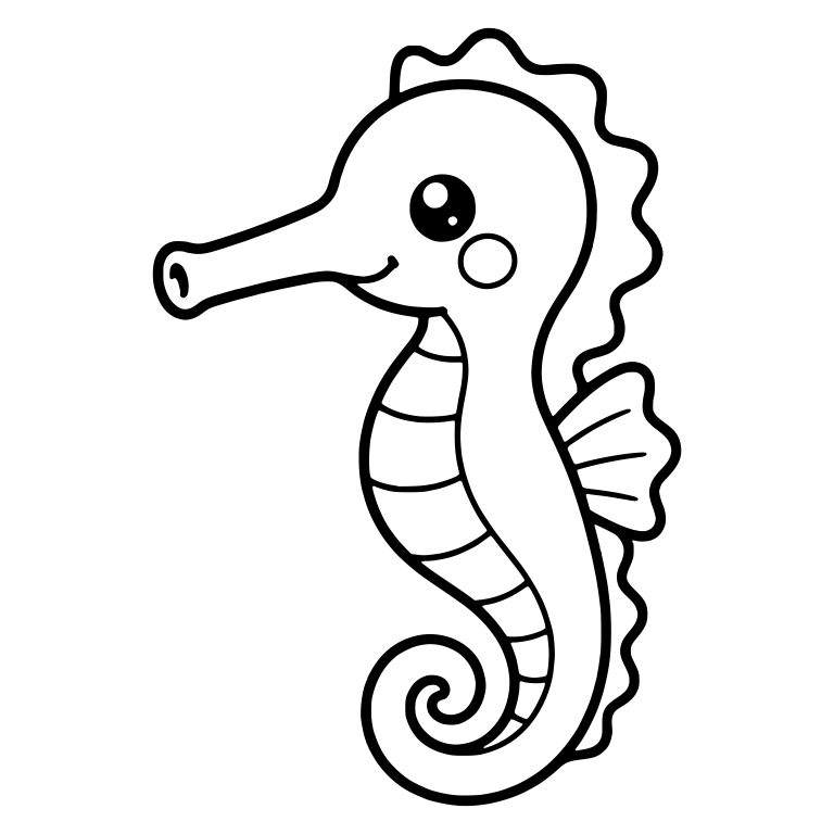 Long-Snouted Kawaii Seahorse with Blush and Striped Body — free animal SVG cut file
