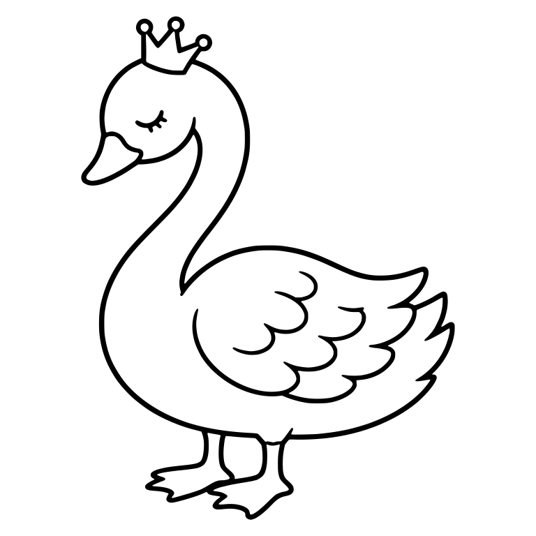 Standing Swan With Tiny Crown and Closed Eyes — free animal SVG cut file