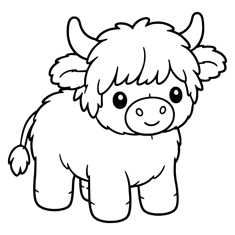 Standing Highland Calf With Fluffy Tail Tuft — free animal SVG cut file