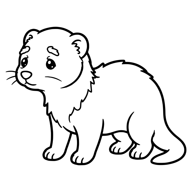 Shaggy-Furred Ferret With Worried Eyes Standing — free animal SVG cut file