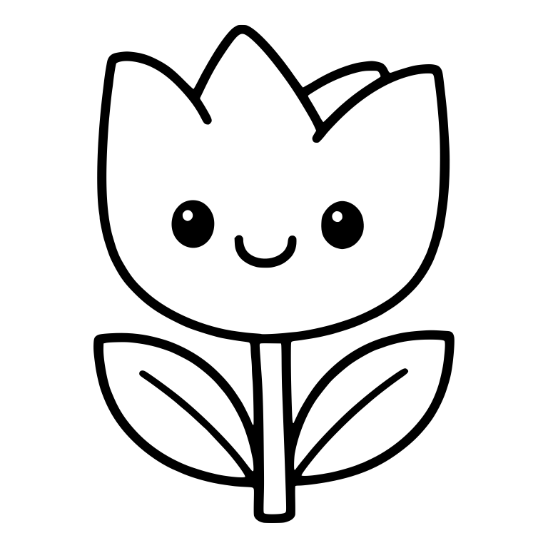 Smiling Tulip With Side Petal and Short Stem — free floral SVG cut file