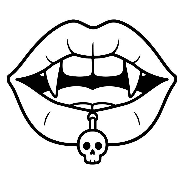 Vampire Lips With Lip Creases and Center Skull Piercing — free fantasy-creature SVG cut file