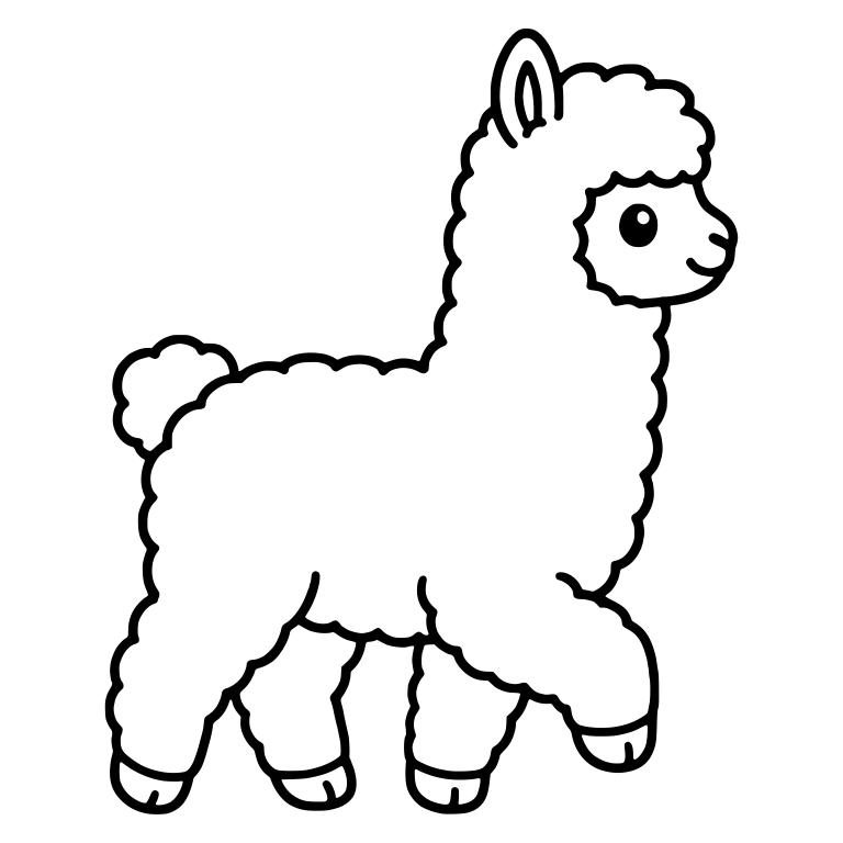 Kawaii Alpaca Trotting Right with One Leg Raised — free animal SVG cut file