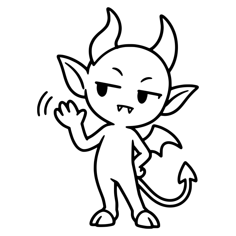 Slim Fanged Devil Waving Bored With Hand on Hip — free fantasy-creature SVG cut file