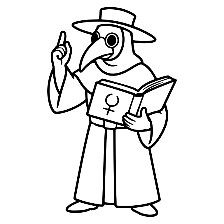 Plague Doctor Reading Book with Raised Finger — free characters SVG cut file