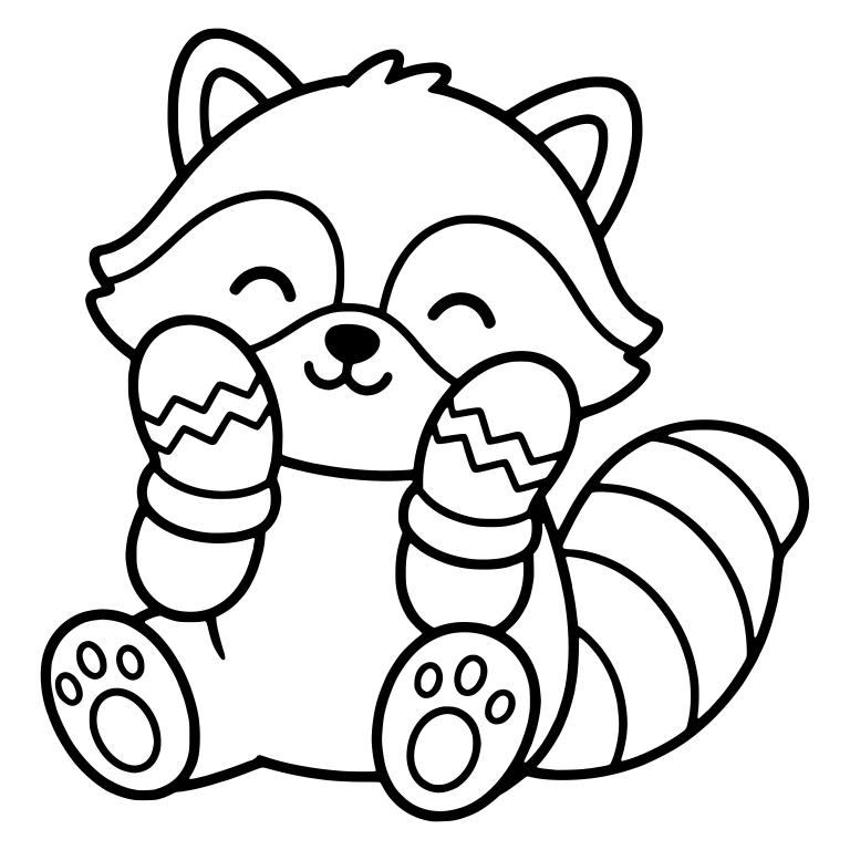 Sitting Raccoon with Zigzag Mittens at Cheeks — free animal SVG cut file