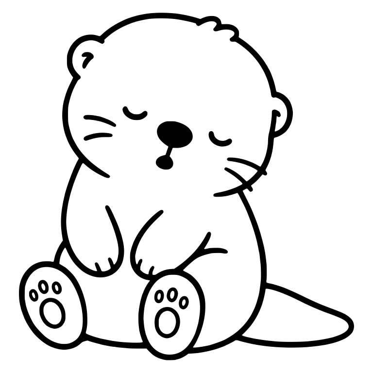 Drowsy Otter Sitting With Drooping Head and Foot Pads — free animal SVG cut file