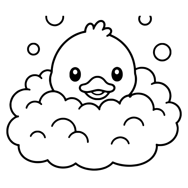 Duckling Peeking Out of a Big Bubble Foam Cloud — free animal SVG cut file